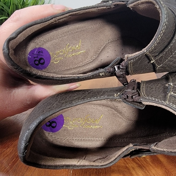 Natural Soul Brown Booties Size 8.5 Ankle Boots Vegan Leather Comfy - Picture 13 of 16